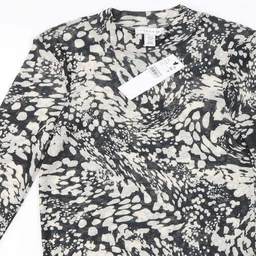 Topshop Womens Ivory Animal Print  Basic T-Shirt Size 12