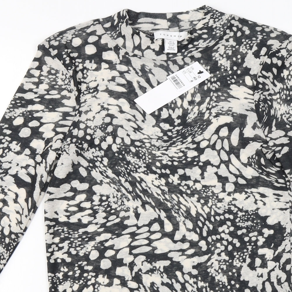 Topshop Womens Ivory Animal Print  Basic T-Shirt Size 12