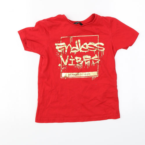 George  Boys Red   Basic T-Shirt Size 6-7 Years