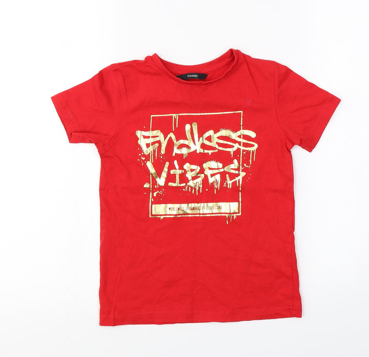 George Boys Red Basic T-Shirt Size 6-7 Years