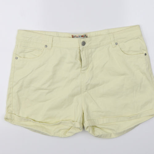 Peacocks Womens Yellow   Cut-Off Shorts Size 18