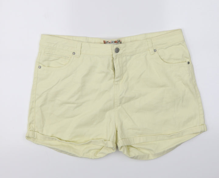 Peacocks Womens Yellow Cut-Off Shorts Size 18