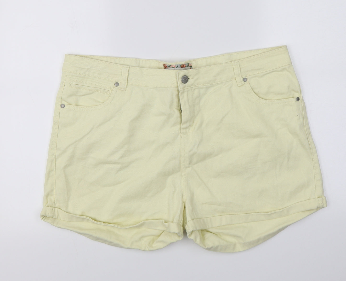 Peacocks Womens Yellow   Cut-Off Shorts Size 18