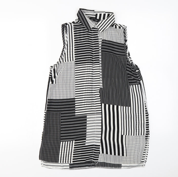 New Look  Womens White Herringbone  Basic Button-Up Size 8