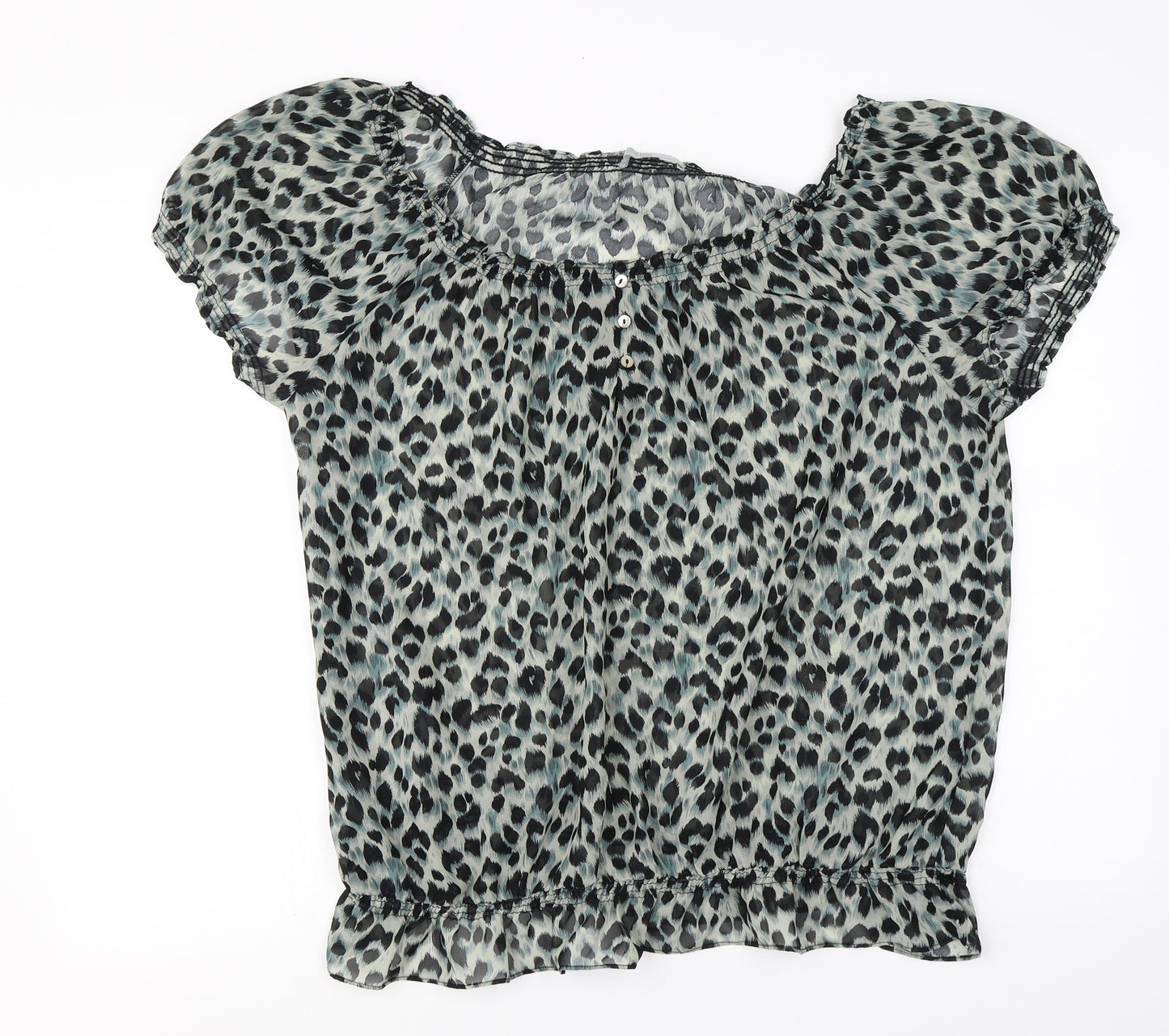TU Womens Green Animal Print  Basic Blouse Size 20
