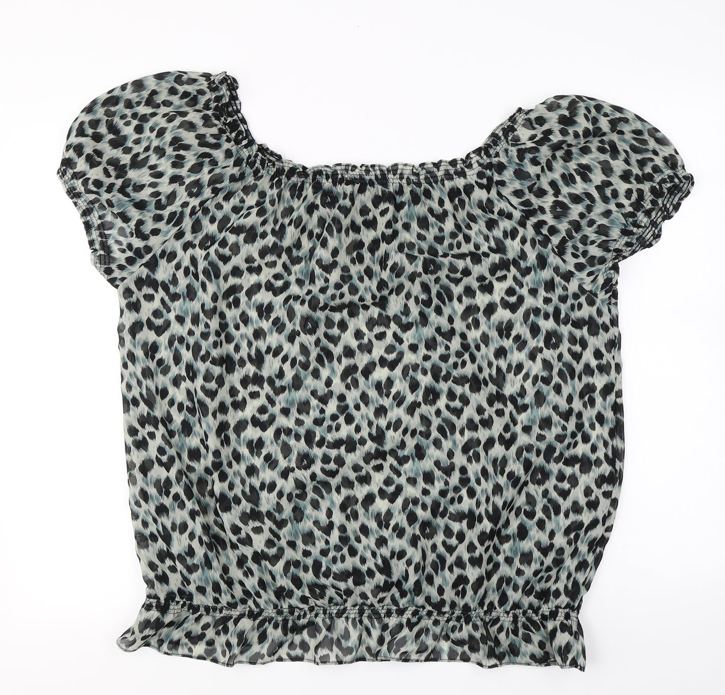 TU Womens Green Animal Print  Basic Blouse Size 20