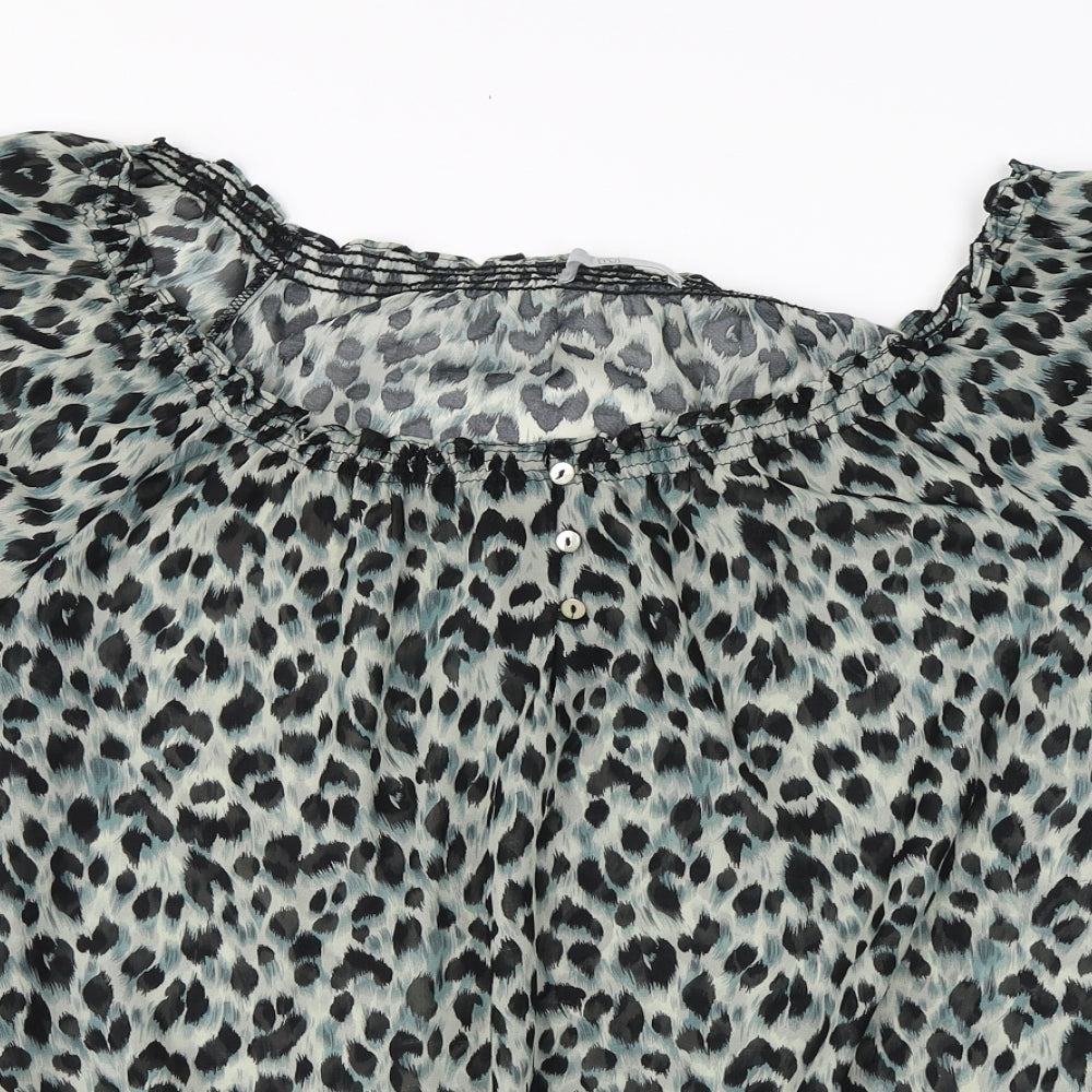 TU Womens Green Animal Print  Basic Blouse Size 20