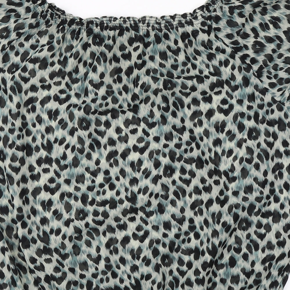 TU Womens Green Animal Print  Basic Blouse Size 20
