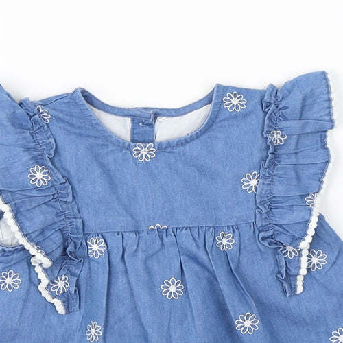 George  Girls Blue Floral  A-Line  Size 3-4 Years