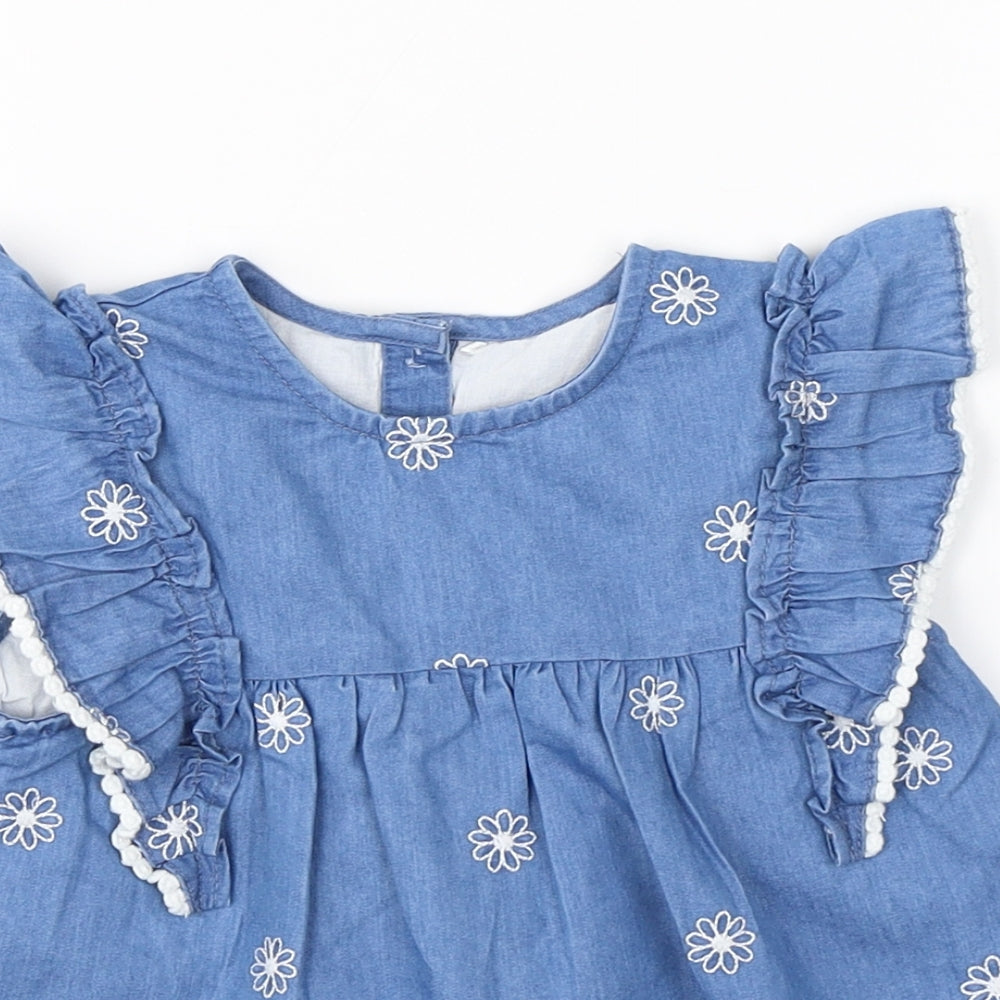 George  Girls Blue Floral  A-Line  Size 3-4 Years