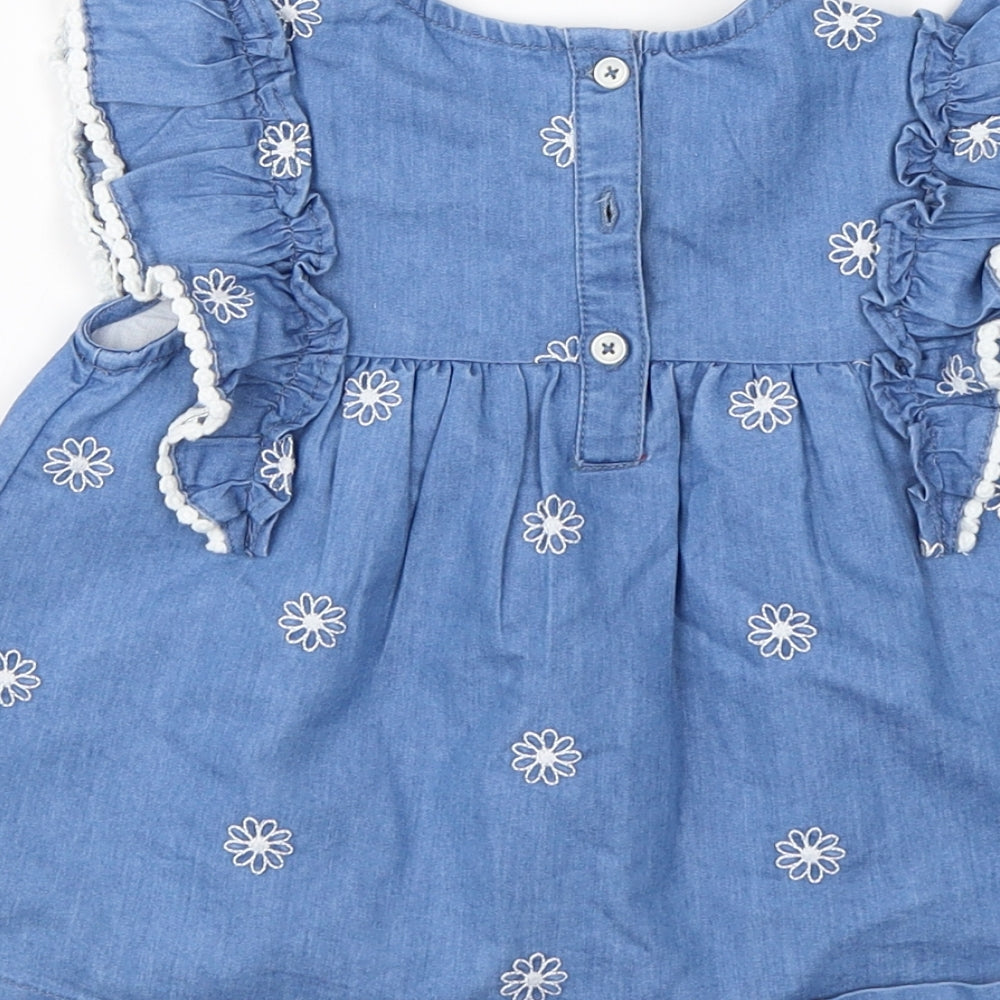 George  Girls Blue Floral  A-Line  Size 3-4 Years