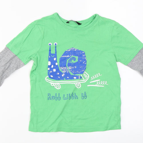 George  Boys Green   Basic T-Shirt Size 5-6 Years