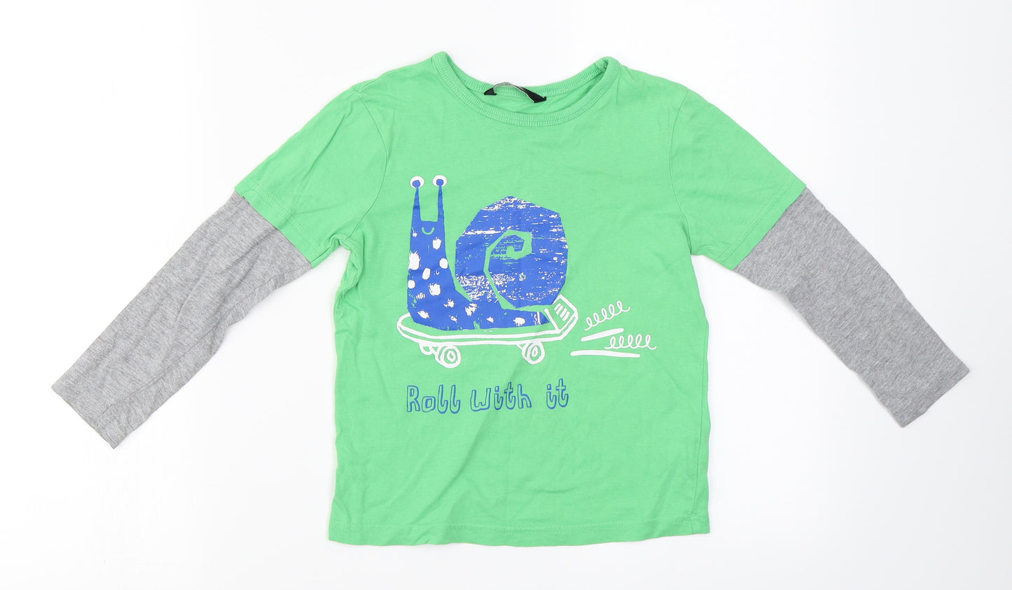 George  Boys Green   Basic T-Shirt Size 5-6 Years