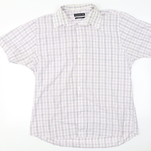 Cedar Wood State  Mens White Check   Dress Shirt Size 22