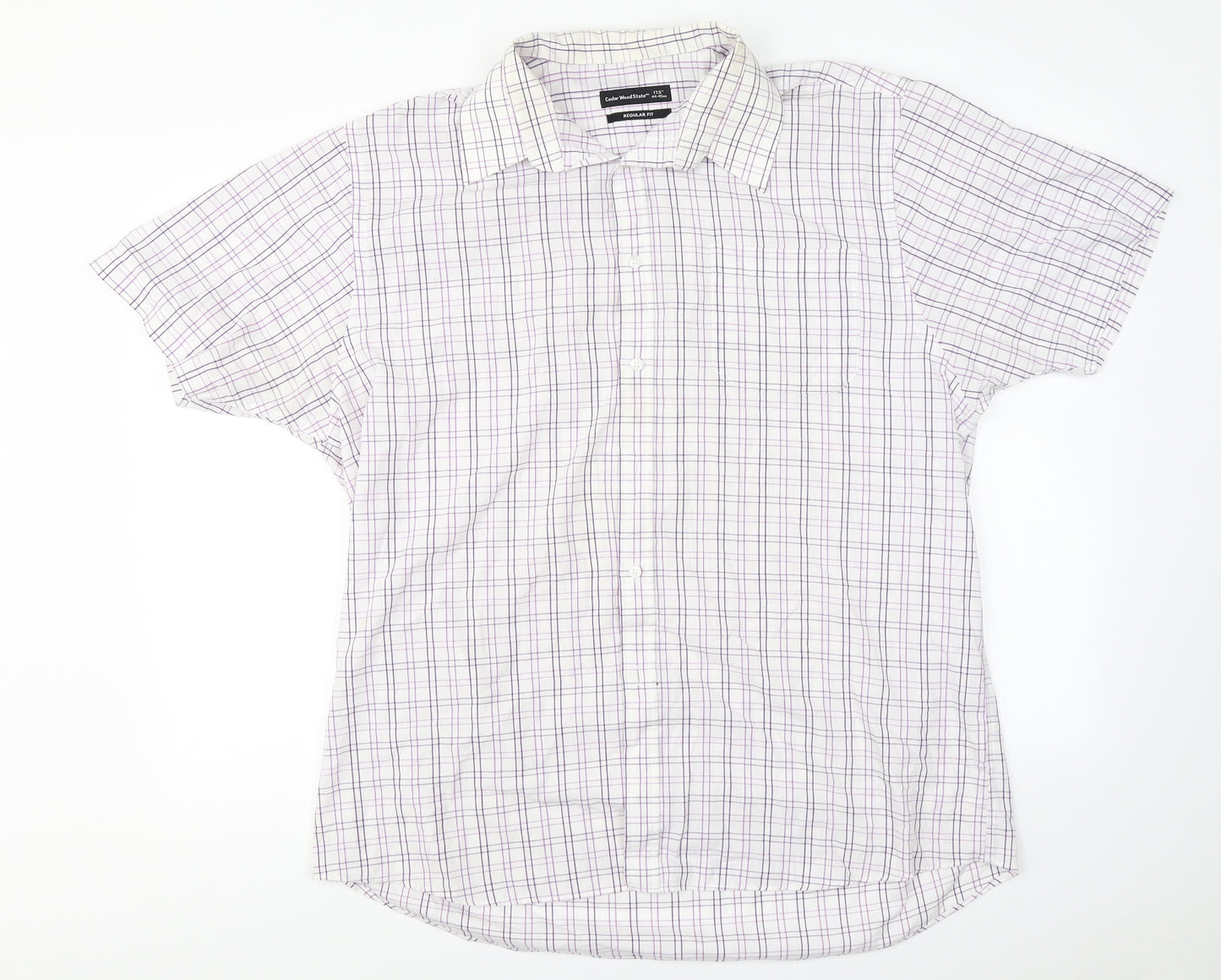 Cedar Wood State  Mens White Check   Dress Shirt Size 22
