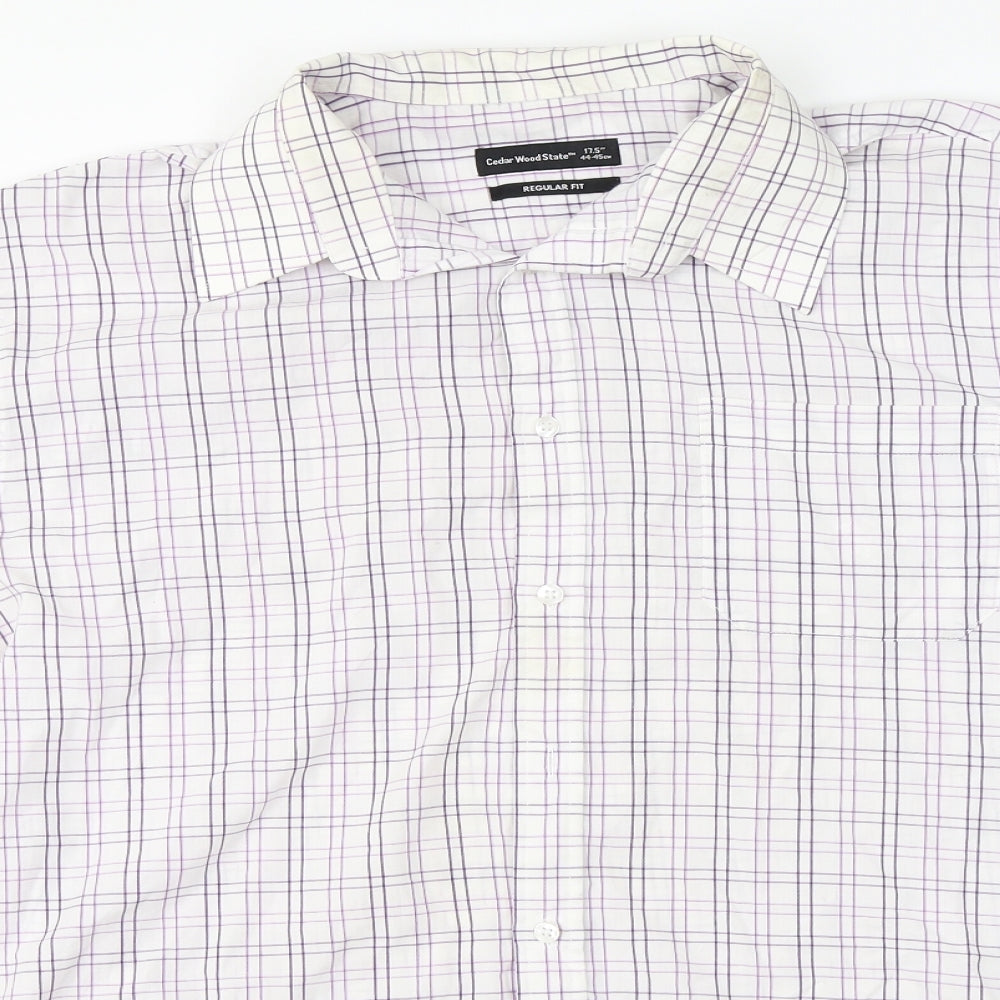 Cedar Wood State  Mens White Check   Dress Shirt Size 22
