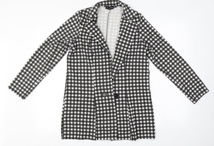 PRETTYLITTLETHING Womens Black Check  Cardigan Jumper Size 6
