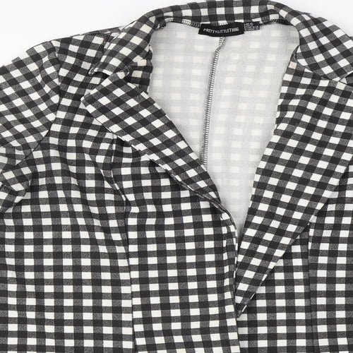PRETTYLITTLETHING Womens Black Check  Cardigan Jumper Size 6