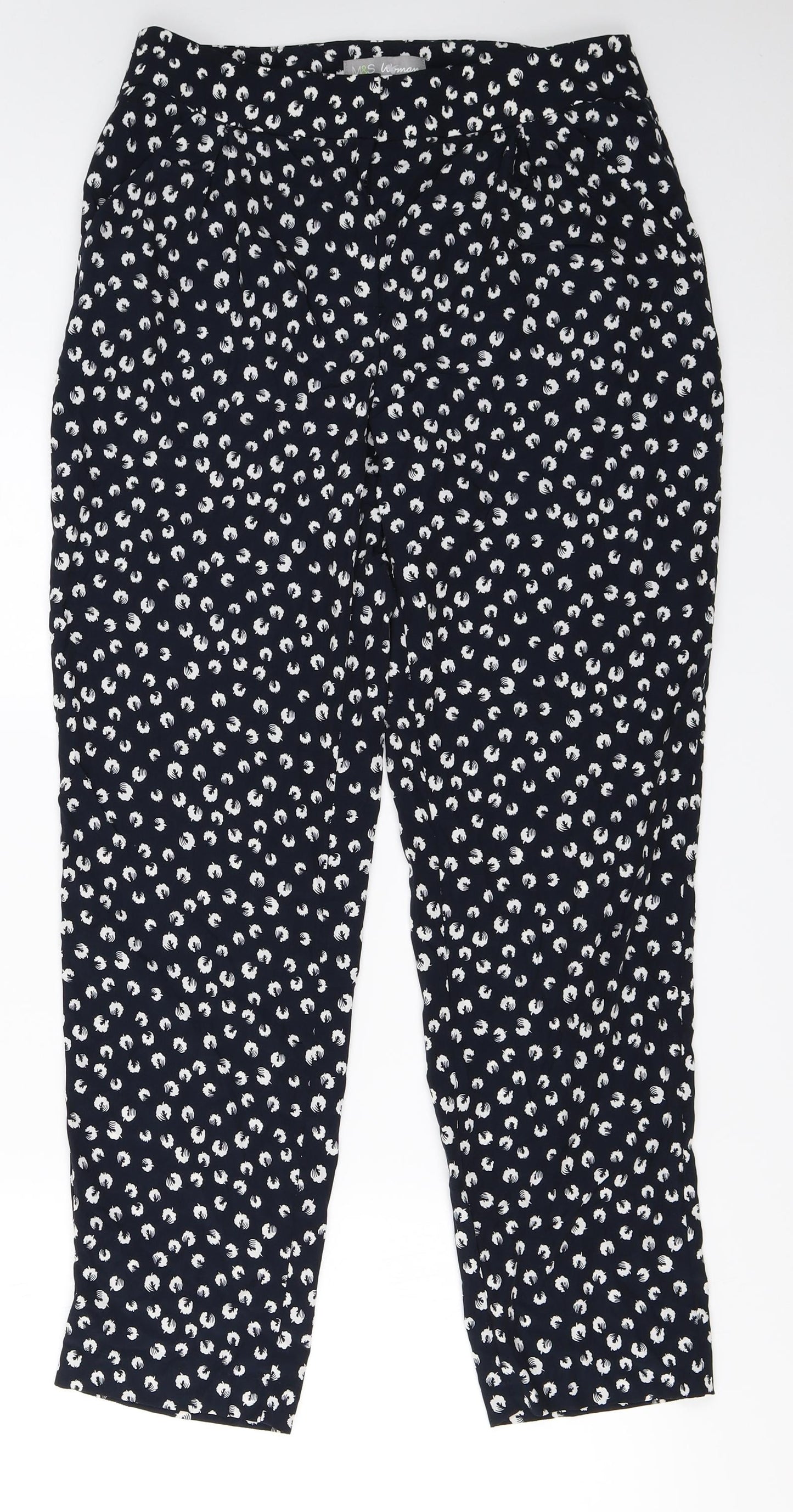 Marks and Spencer  Womens Blue Floral  Trousers  Size 10 L26 in
