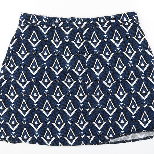F&F  Womens Blue Houndstooth  A-Line Skirt Size 14