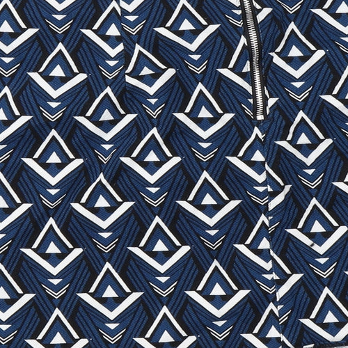 F&F  Womens Blue Houndstooth  A-Line Skirt Size 14