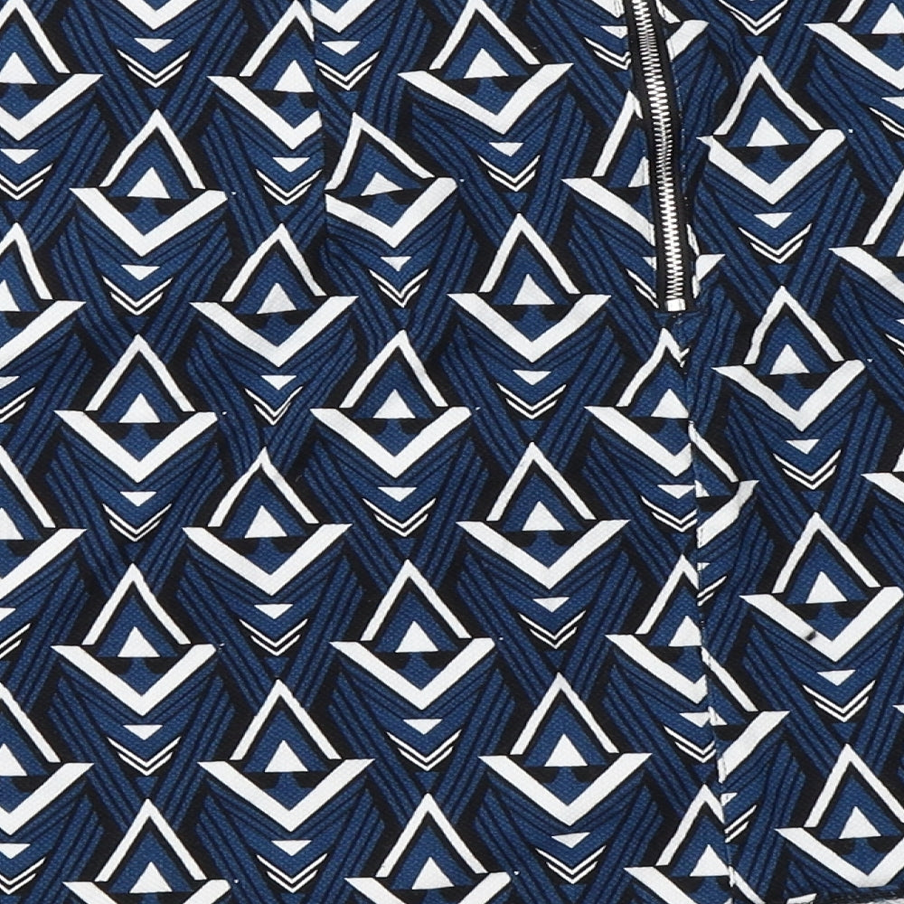 F&F  Womens Blue Houndstooth  A-Line Skirt Size 14