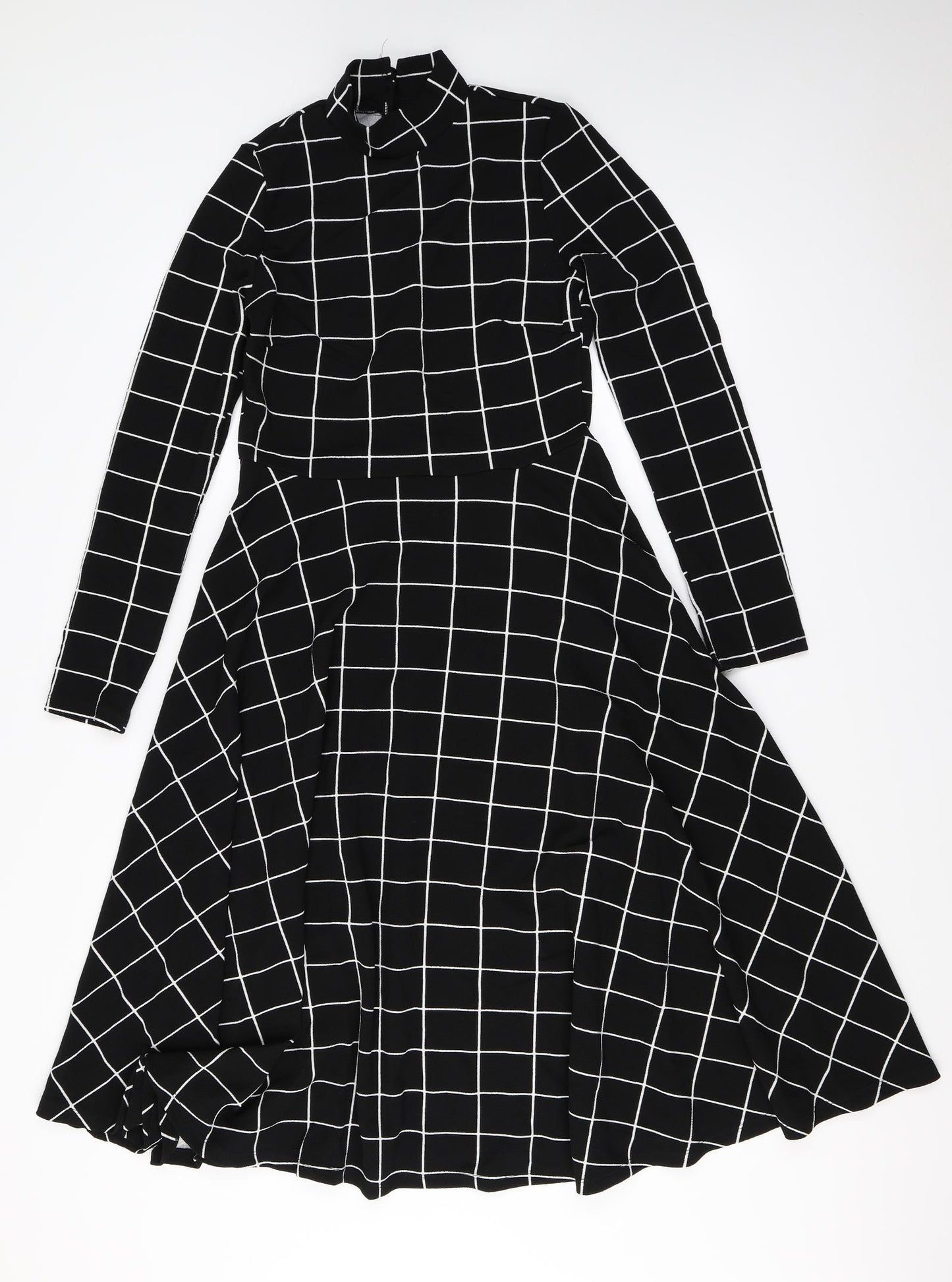 SheIn  Womens Black Check  A-Line  Size L