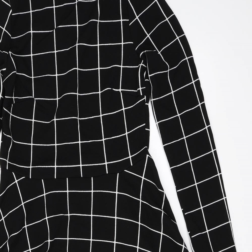 SheIn  Womens Black Check  A-Line  Size L
