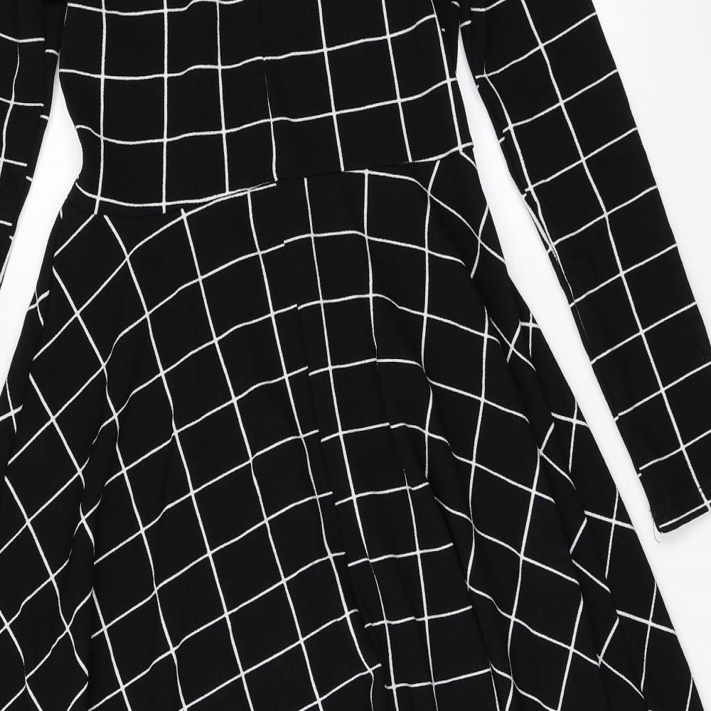 SheIn  Womens Black Check  A-Line  Size L