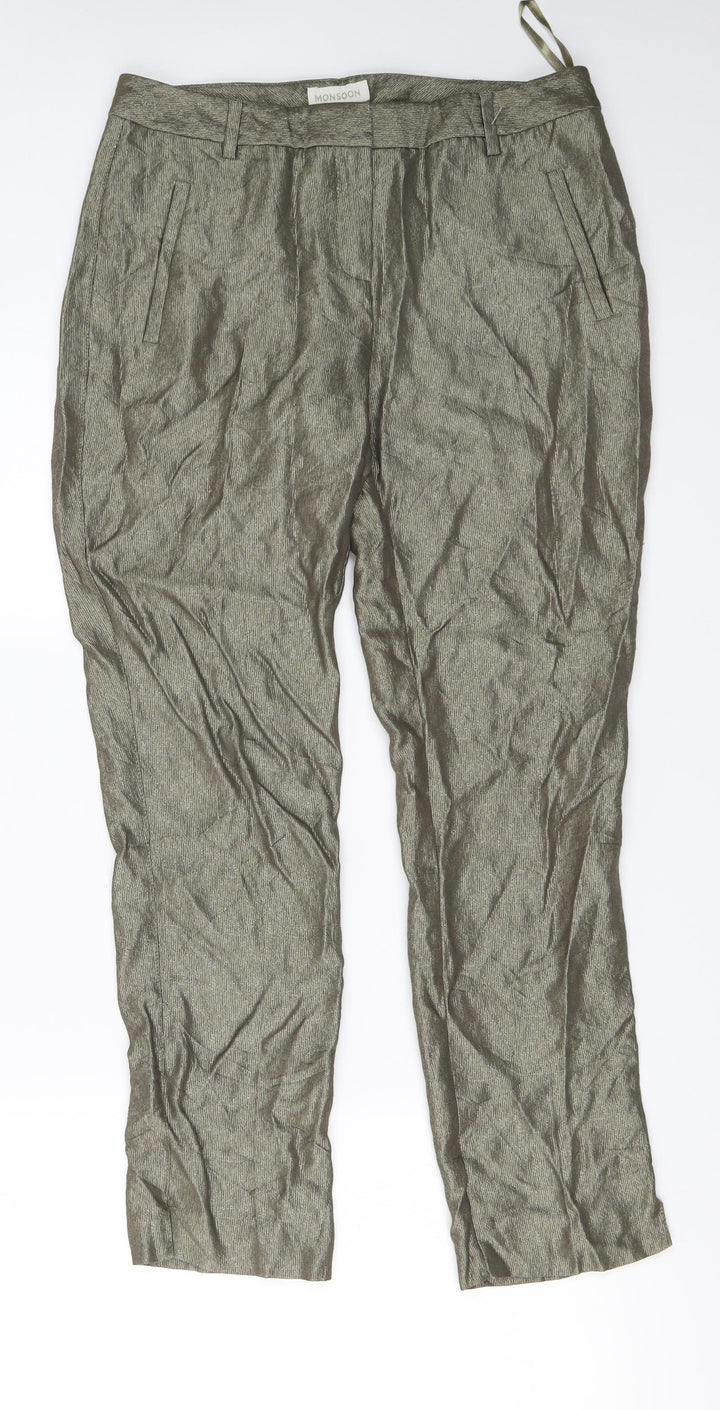 Monsoon Womens Gold   Trousers  Size 10 L24 in