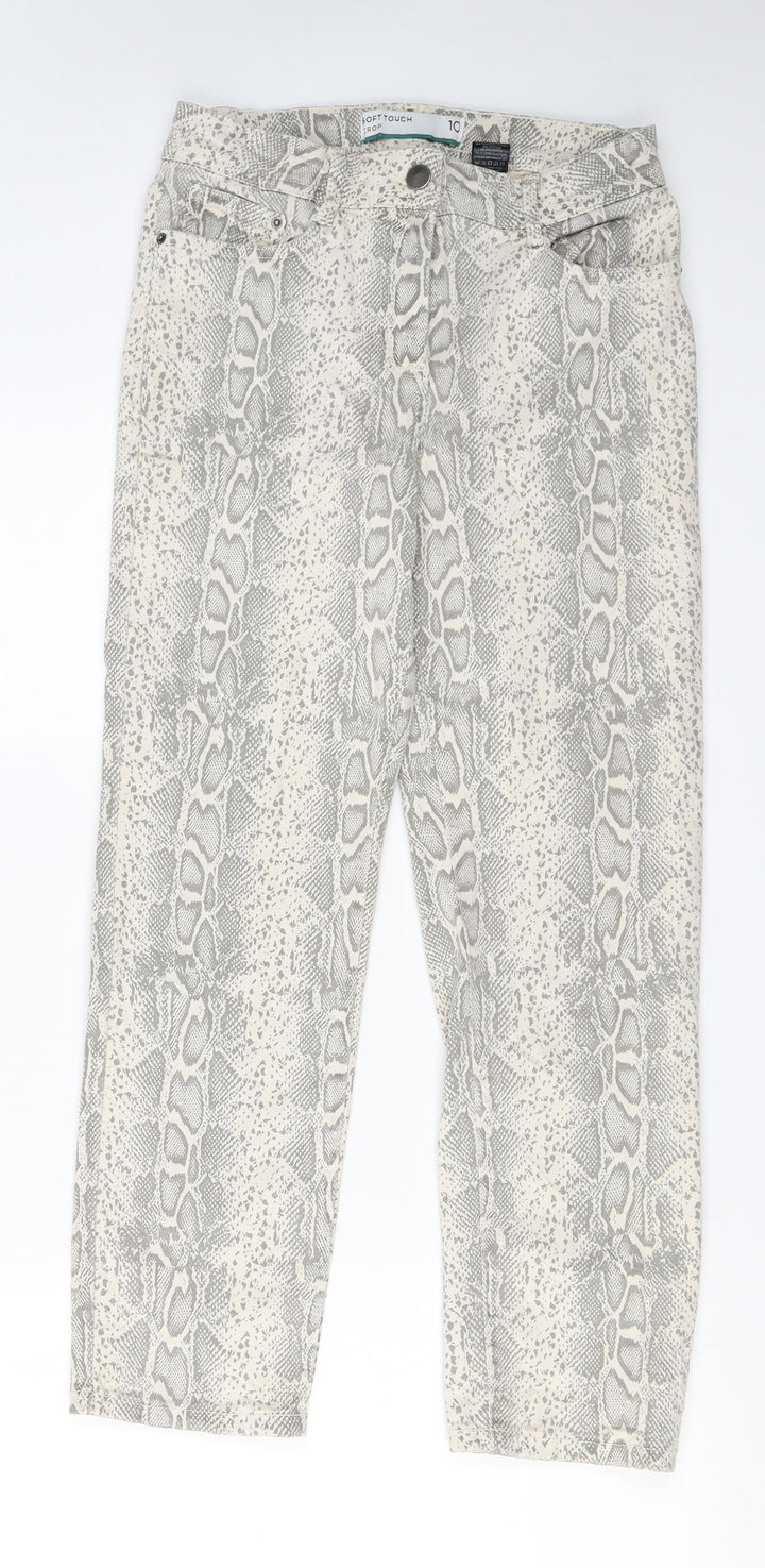 NEXT Womens Beige Animal Print Skinny Jeans Size 10 L24 in