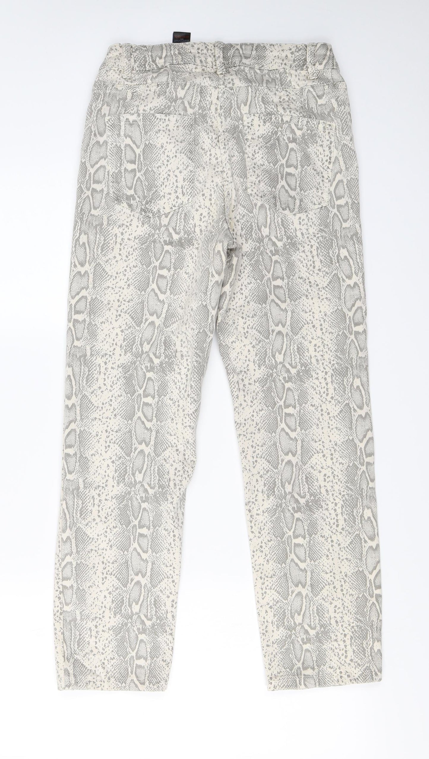 NEXT  Womens Beige Animal Print  Skinny Jeans Size 10 L24 in