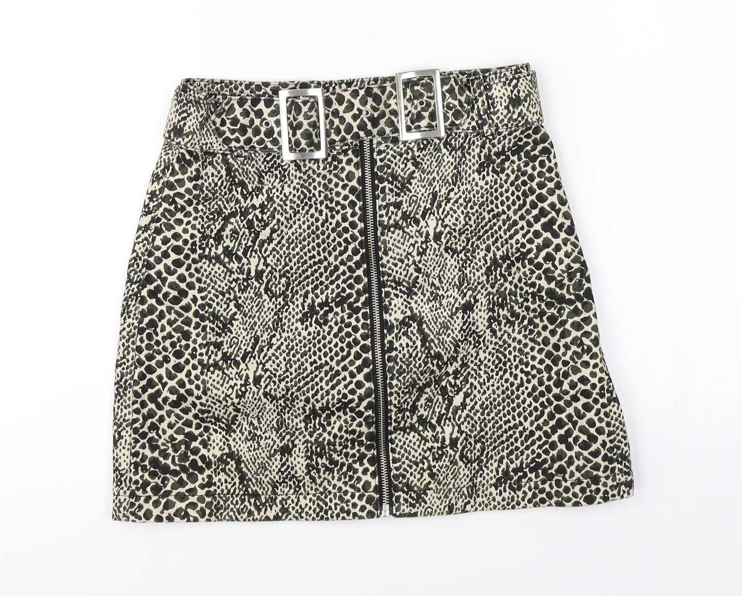 Topshop  Womens Beige Animal Print  A-Line Skirt Size 8