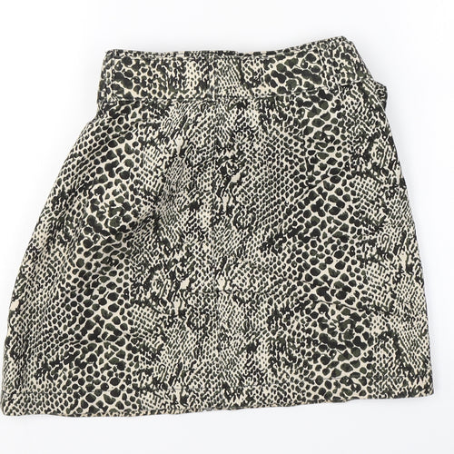Topshop  Womens Beige Animal Print  A-Line Skirt Size 8