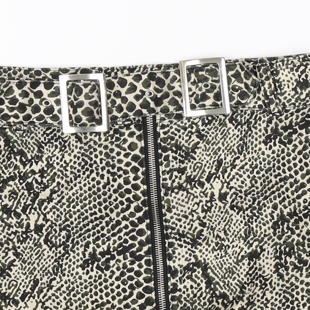 Topshop  Womens Beige Animal Print  A-Line Skirt Size 8