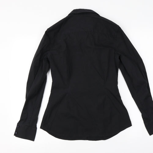 PINK Womens Black   Basic Button-Up Size 8