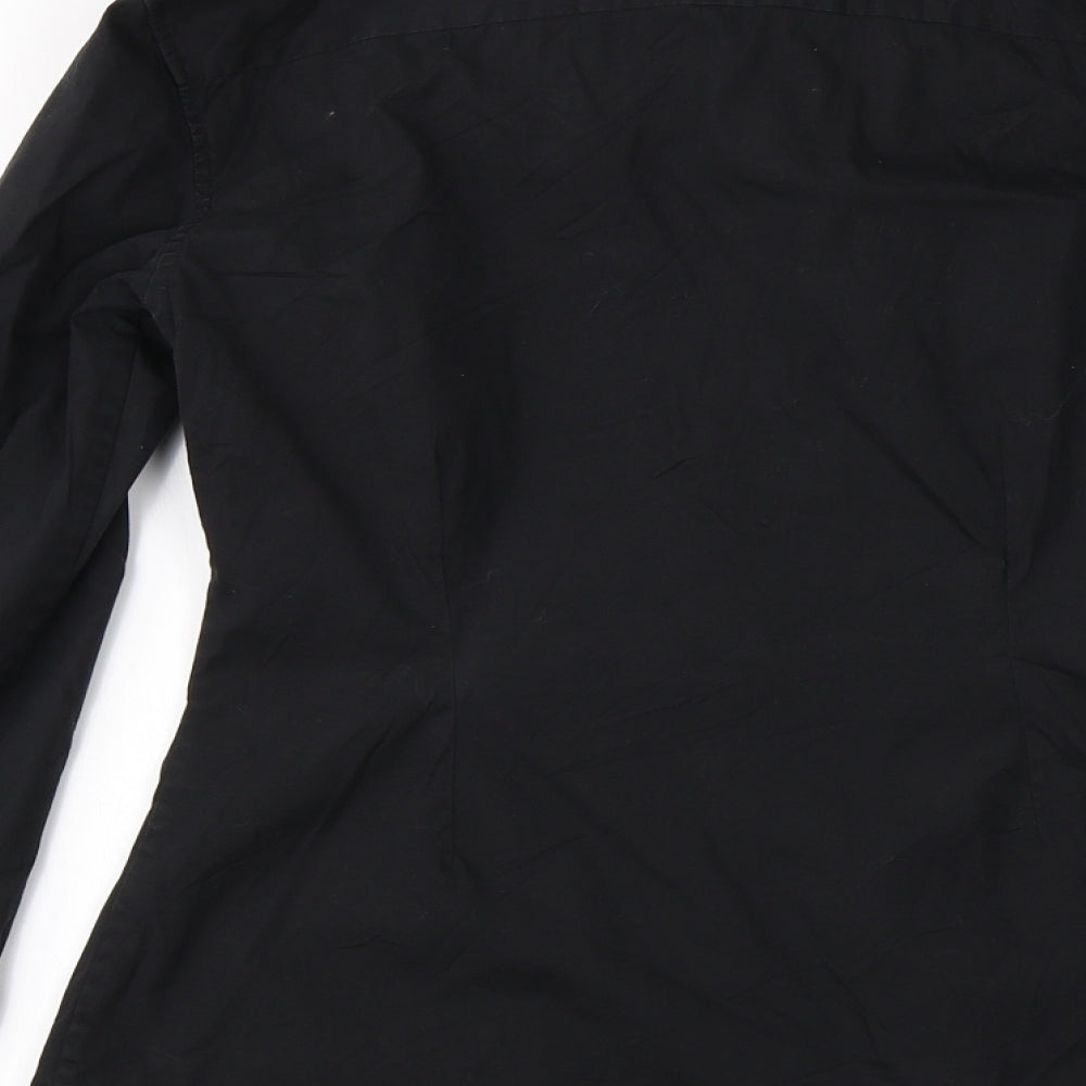 PINK Womens Black   Basic Button-Up Size 8