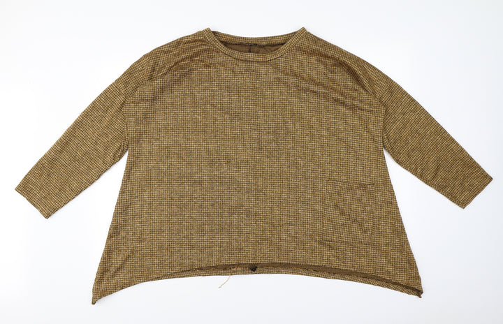 Roman Womens Yellow Basic T-Shirt Size L
