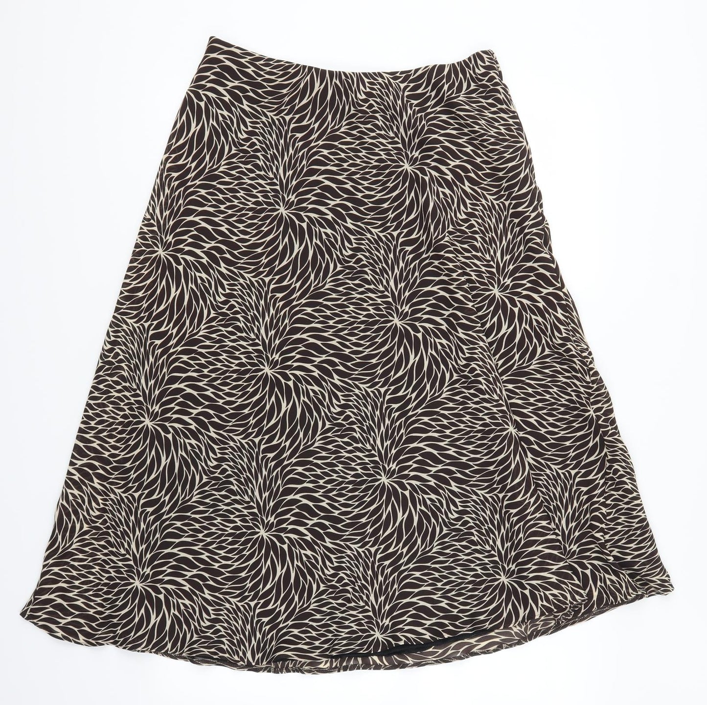 Preworn Womens Brown Floral  Skater Skirt Size 16