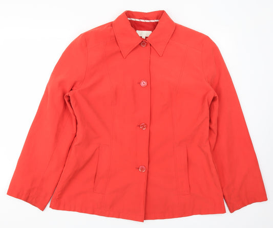 Front view of Marks and Spencer women’s red jacket, size UK 14