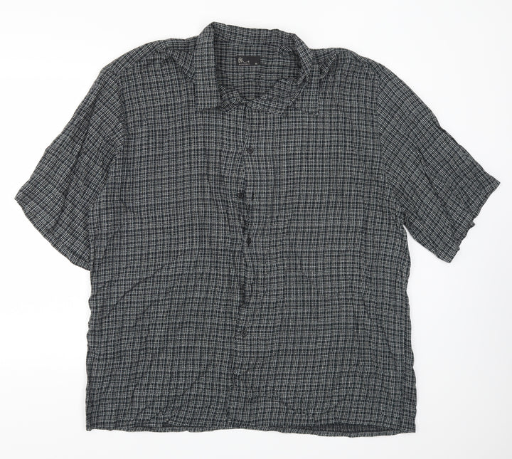BHS Mens Grey Check Button-Up Size XL