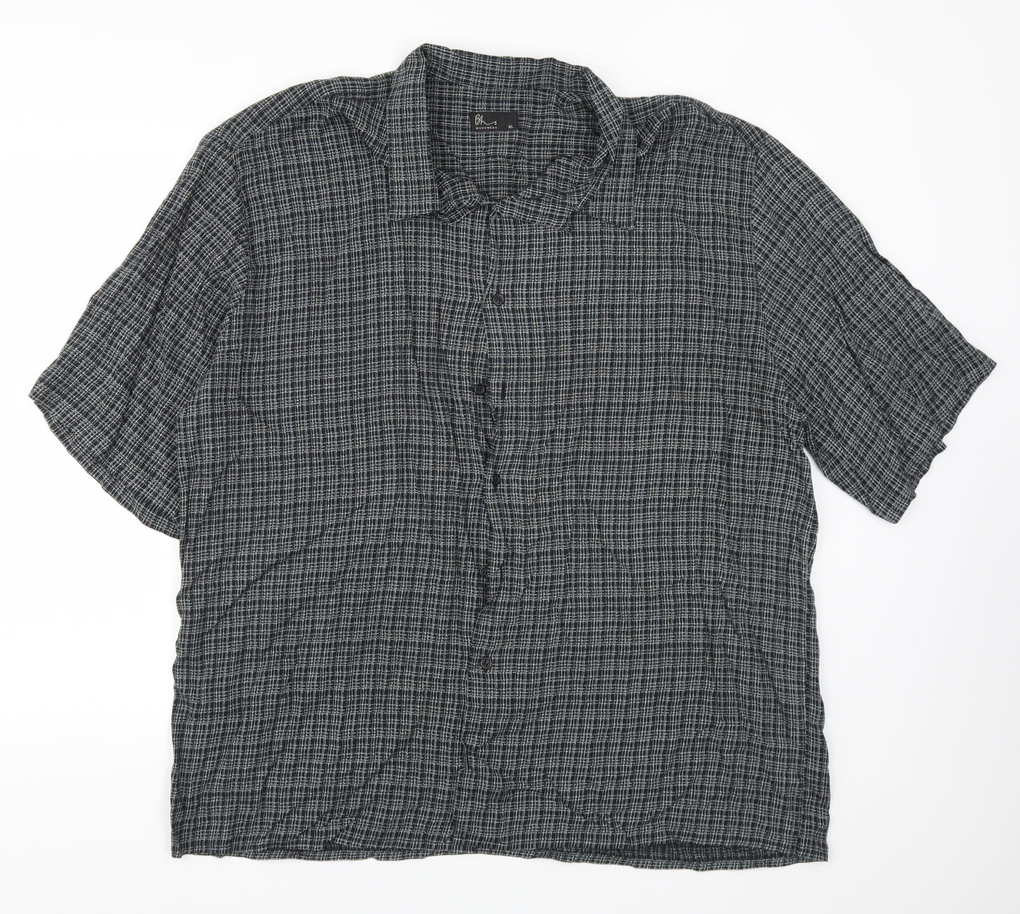 BHS Mens Grey Check   Button-Up Size XL