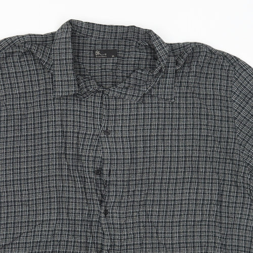 BHS Mens Grey Check   Button-Up Size XL