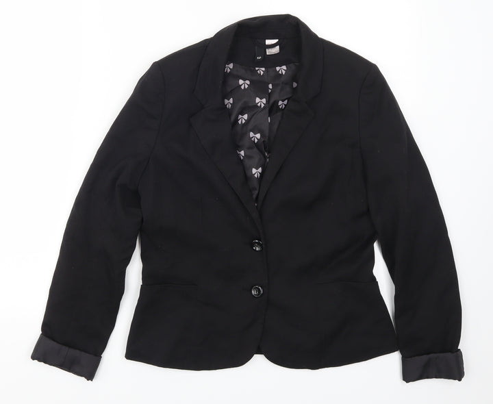 H&M Womens Black Jacket Suit Jacket Size 12