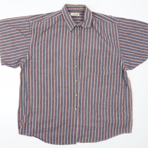 Burtons Mens Blue Striped   Button-Up Size XL  - Red