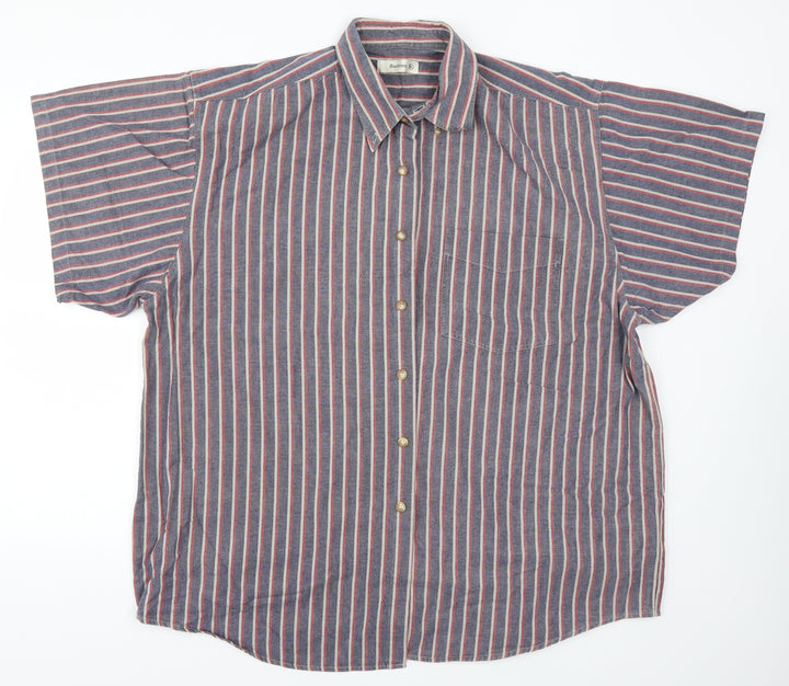 Burtons Mens Blue Striped   Button-Up Size XL  - Red