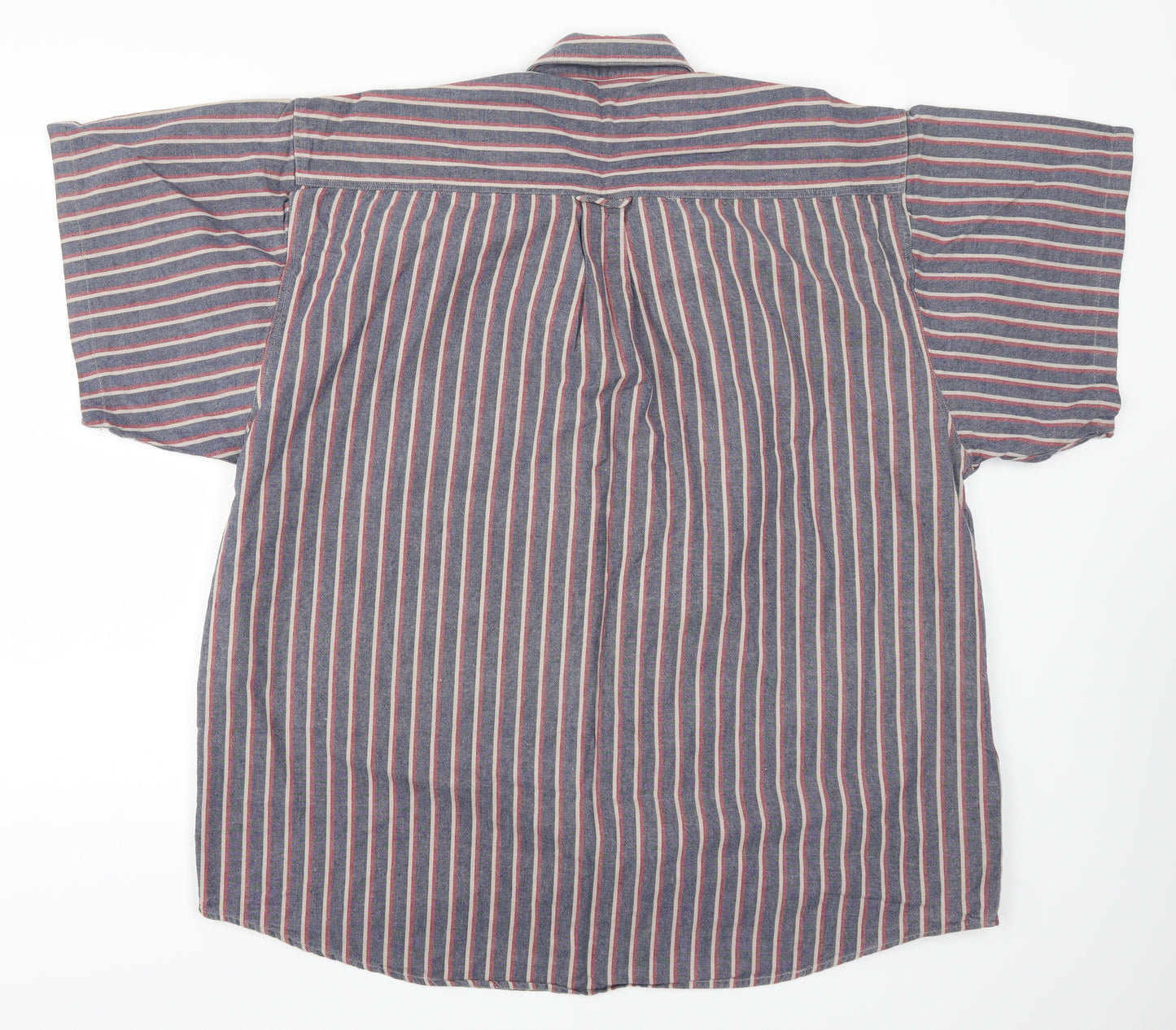 Burtons Mens Blue Striped   Button-Up Size XL  - Red