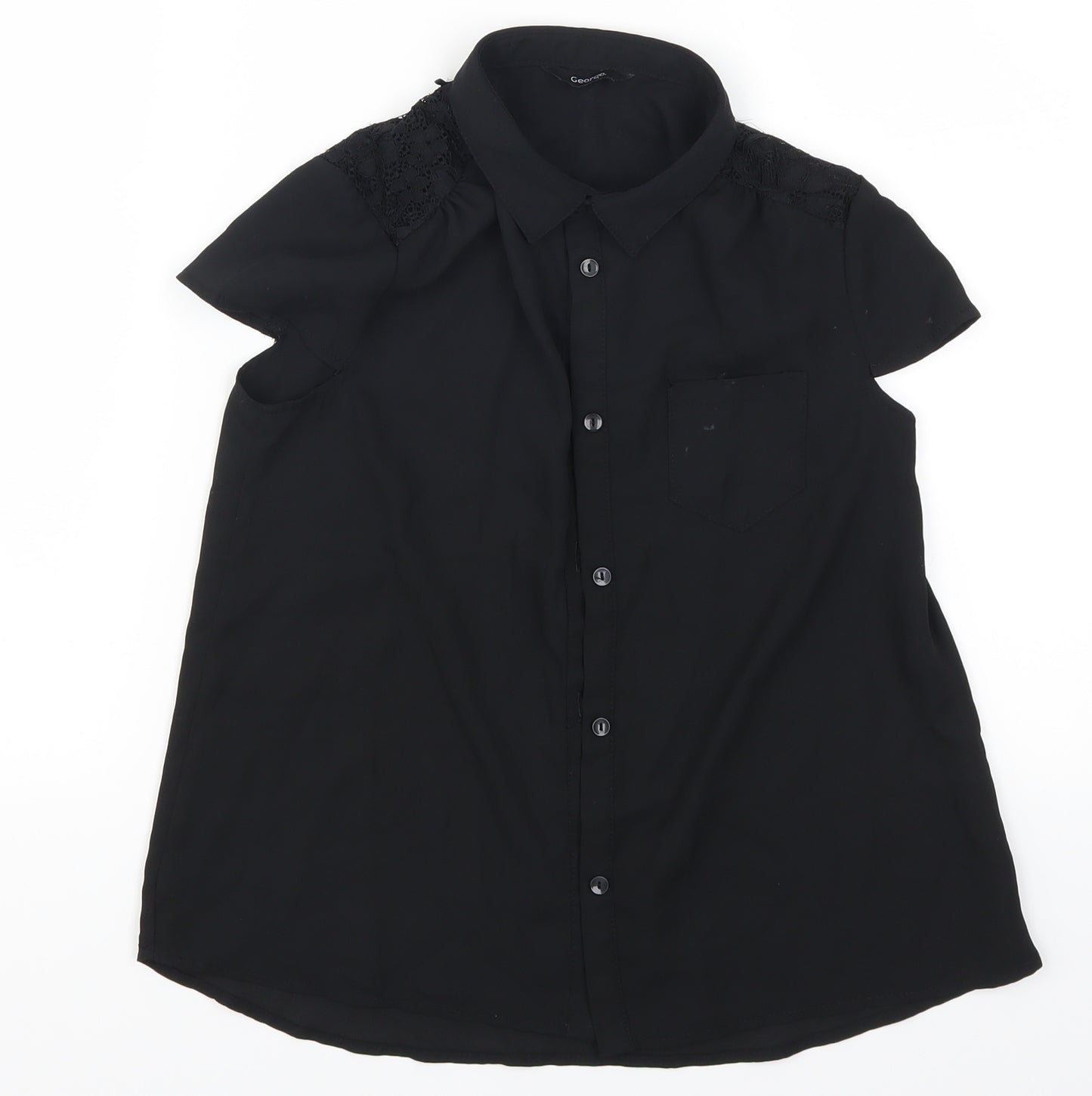 George Girls Black   Basic Button-Up Size 11-12 Years