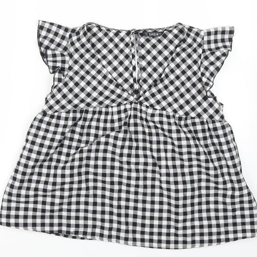 SheIn Womens Gold Check  Basic Blouse Size S  - Gingham