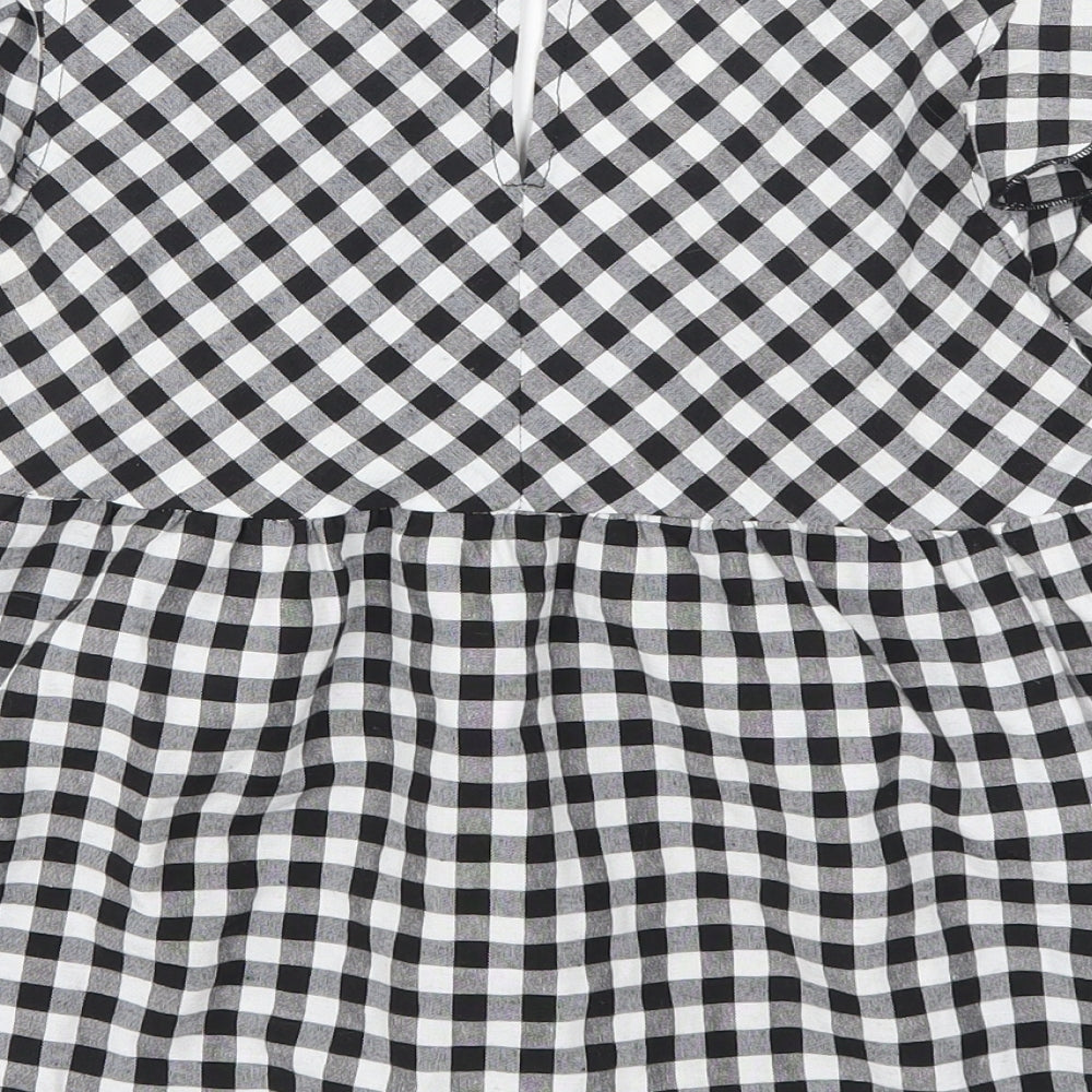 SheIn Womens Gold Check  Basic Blouse Size S  - Gingham